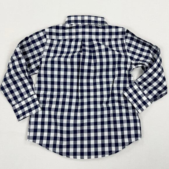 J. Crew Crewcuts Boys Long Sleeve Flex Patterned Washed Shirt 2 Gingham Navy - Picture 6 of 8